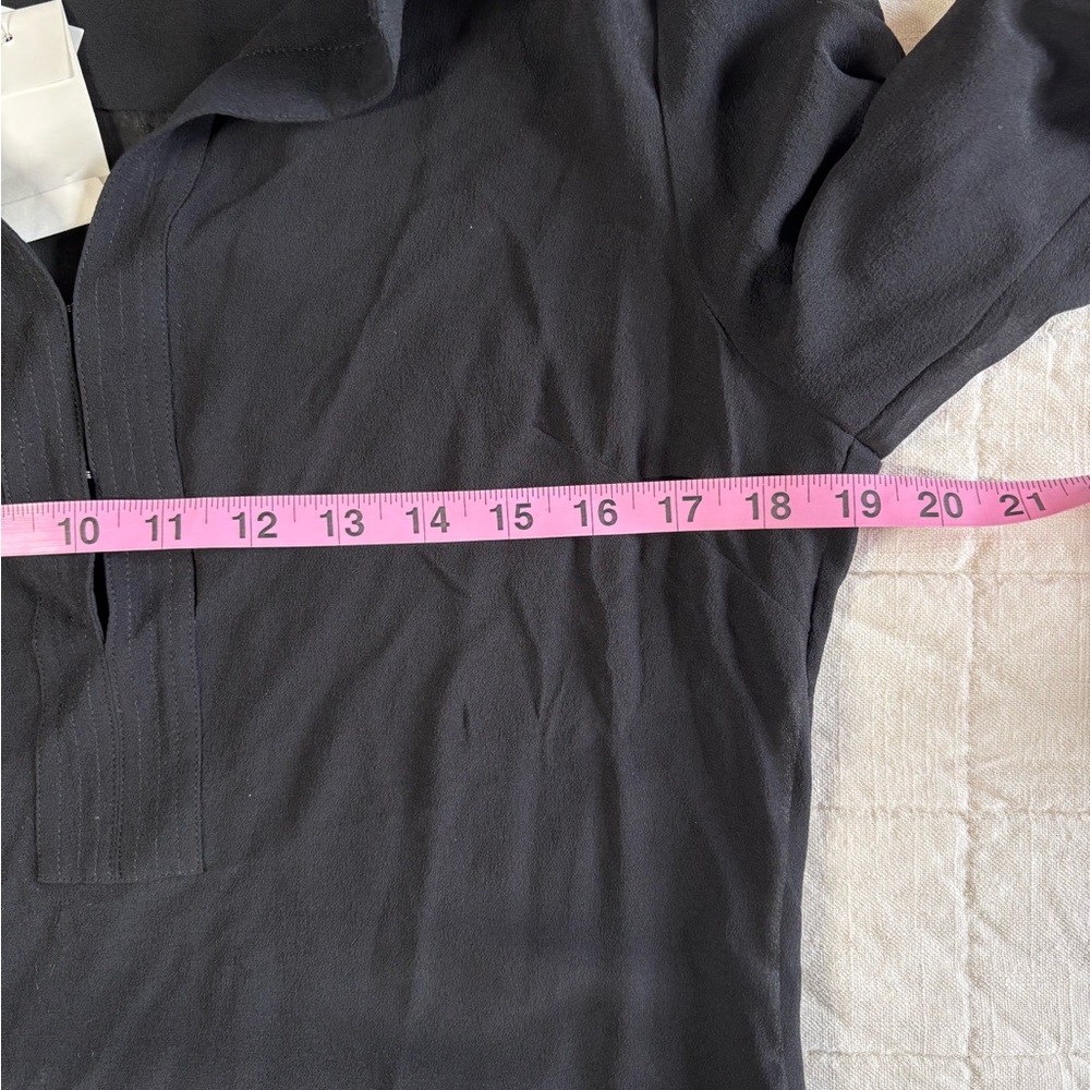 J. Crew  Womens M Black Silk Blouse Top Button Cuff Vintage Deadstock - Picture 10 of 12